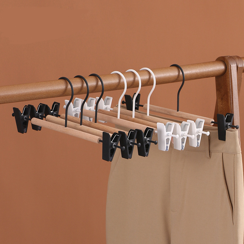 Hanger for wood metal clothing rack with clips fashion skirt clamp garment closet organizers wooden trousers pants hangers