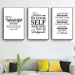 Canvas Poster Quote Wall Art Motivational Positive Energy Phrases Words Black and White Minimalist Decor Home Decoration