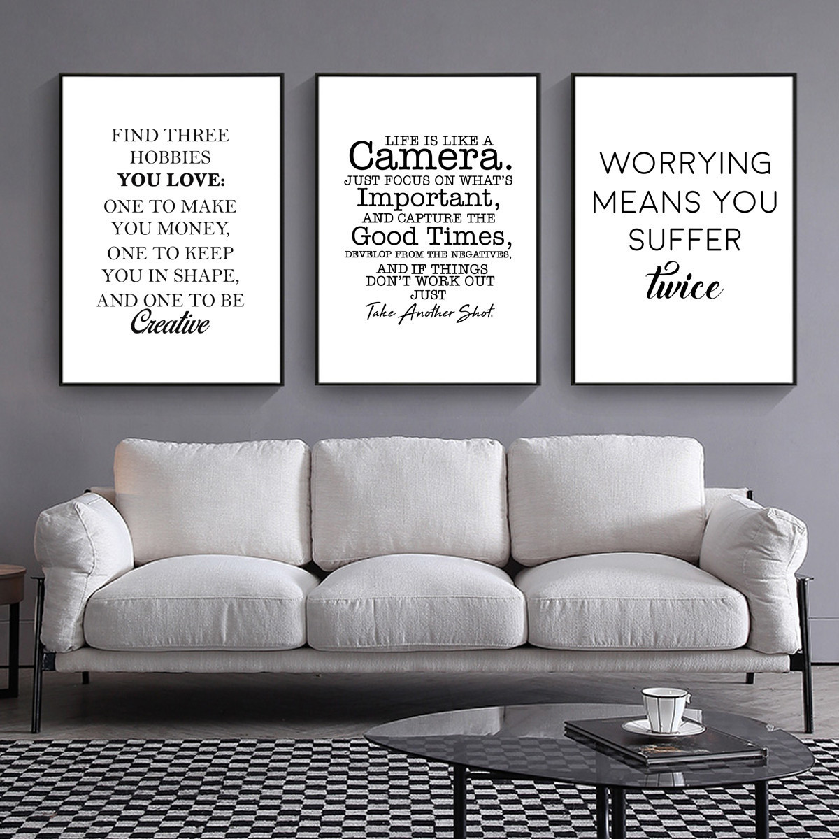 Canvas Poster Quote Wall Art Motivational Positive Energy Phrases Words Black and White Minimalist Decor Home Decoration