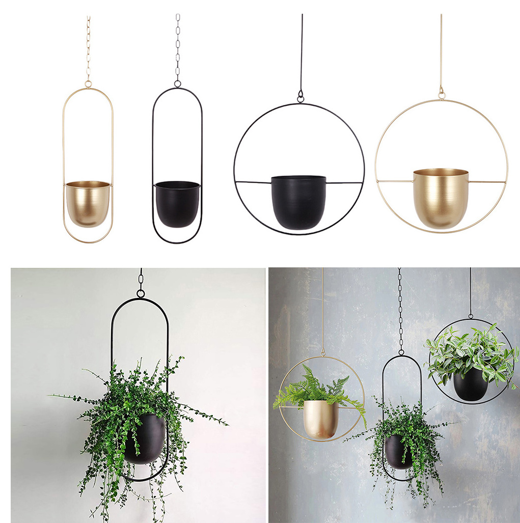 Metal Iron Plant pot Chain Wall Hanging Basket Flower Pot Swinging Deceroation Nordic Planter Hanger