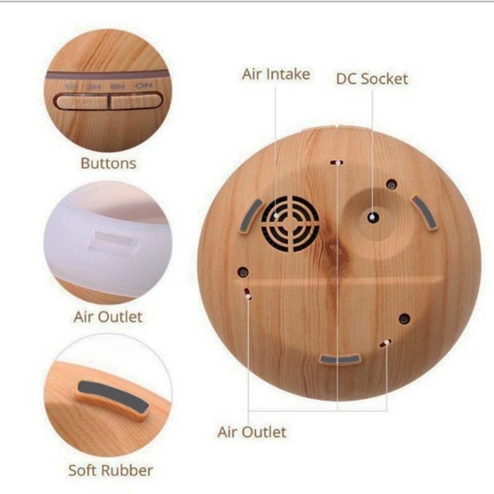 Electric Burner 400ml LED Ultrasonic Humidifier Essential Oil Diffuser Air Freshener Homes Aroma Incense Wood Grain