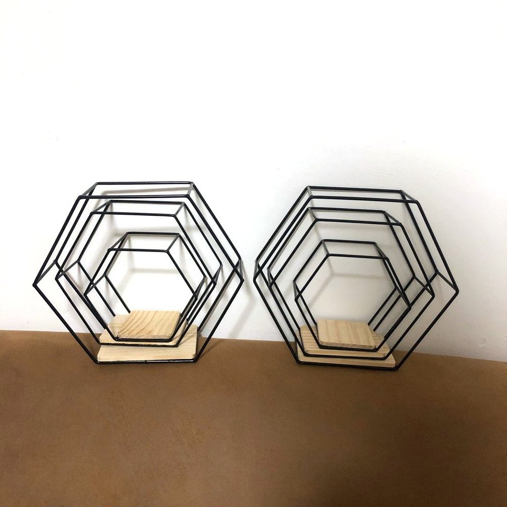 Hot Hexagonal Iron Stand Decoration Craft Nordic Home Shelf Storage Holder Contracted Decorative Shelves