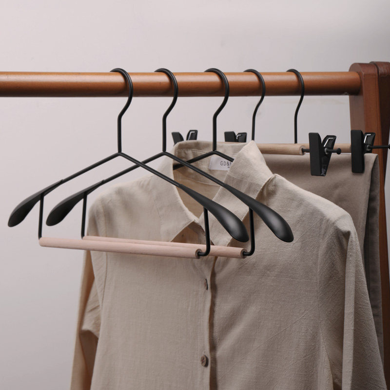 Hanger for wood metal clothing rack with clips fashion skirt clamp garment closet organizers wooden trousers pants hangers