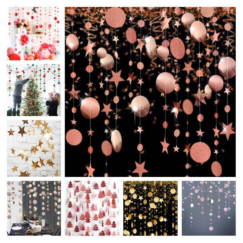 4M Snowflake Star Shape Paper Garland Christmas Decoration for Home Noel Navidad Tree Ornaments Xmas New Year Party Decor