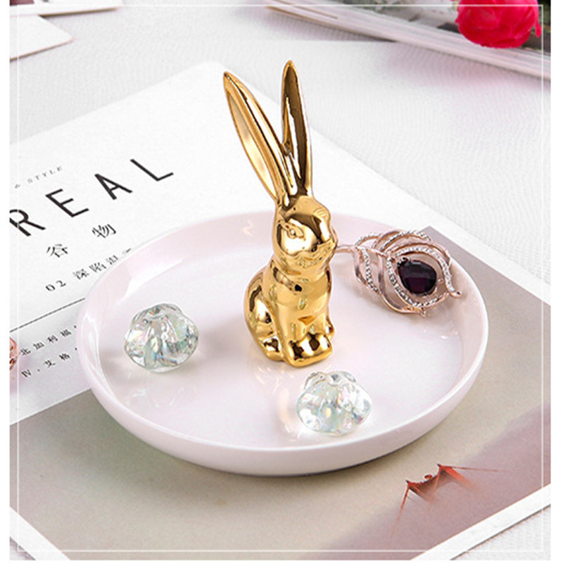 2020 new European style dressing table golden animal horse rabbit ceramic tray jewelry storage box