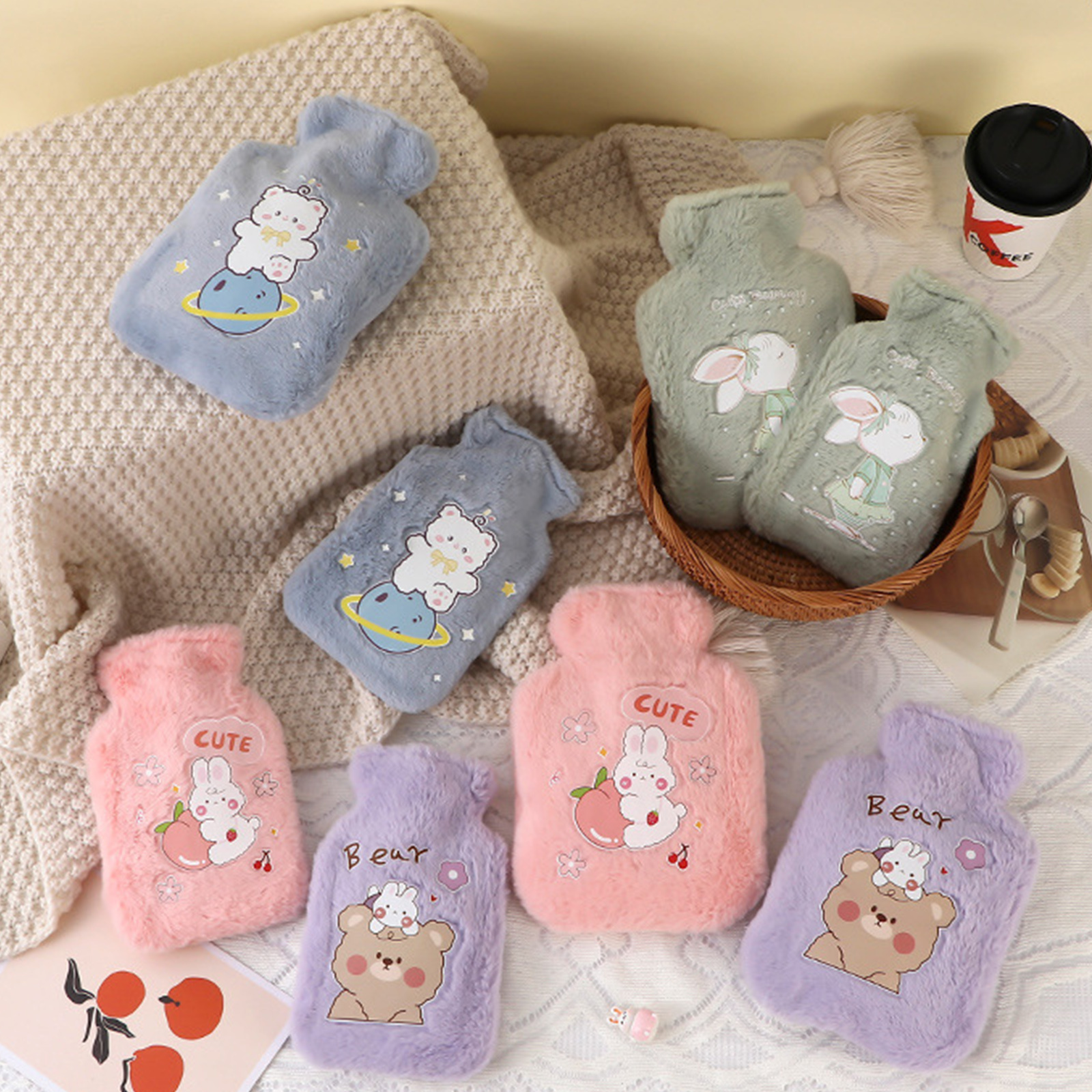 Hot Thickened Explosion-Proof Plush Cartoon Large-Sized Bag Kawaii Water Bottle For Kids Warm Heating Pad