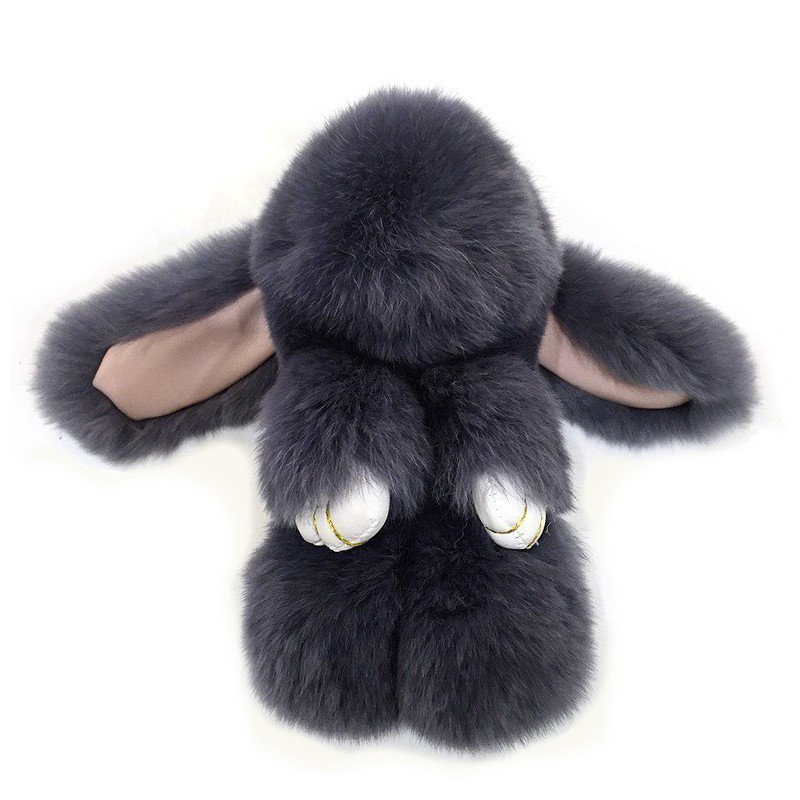 Fluffy Real Fur Pompon Bunny KeychainTrinket Women Toy Pompom Rabbit Ring Car Key Chain Jewelry New Year Gift