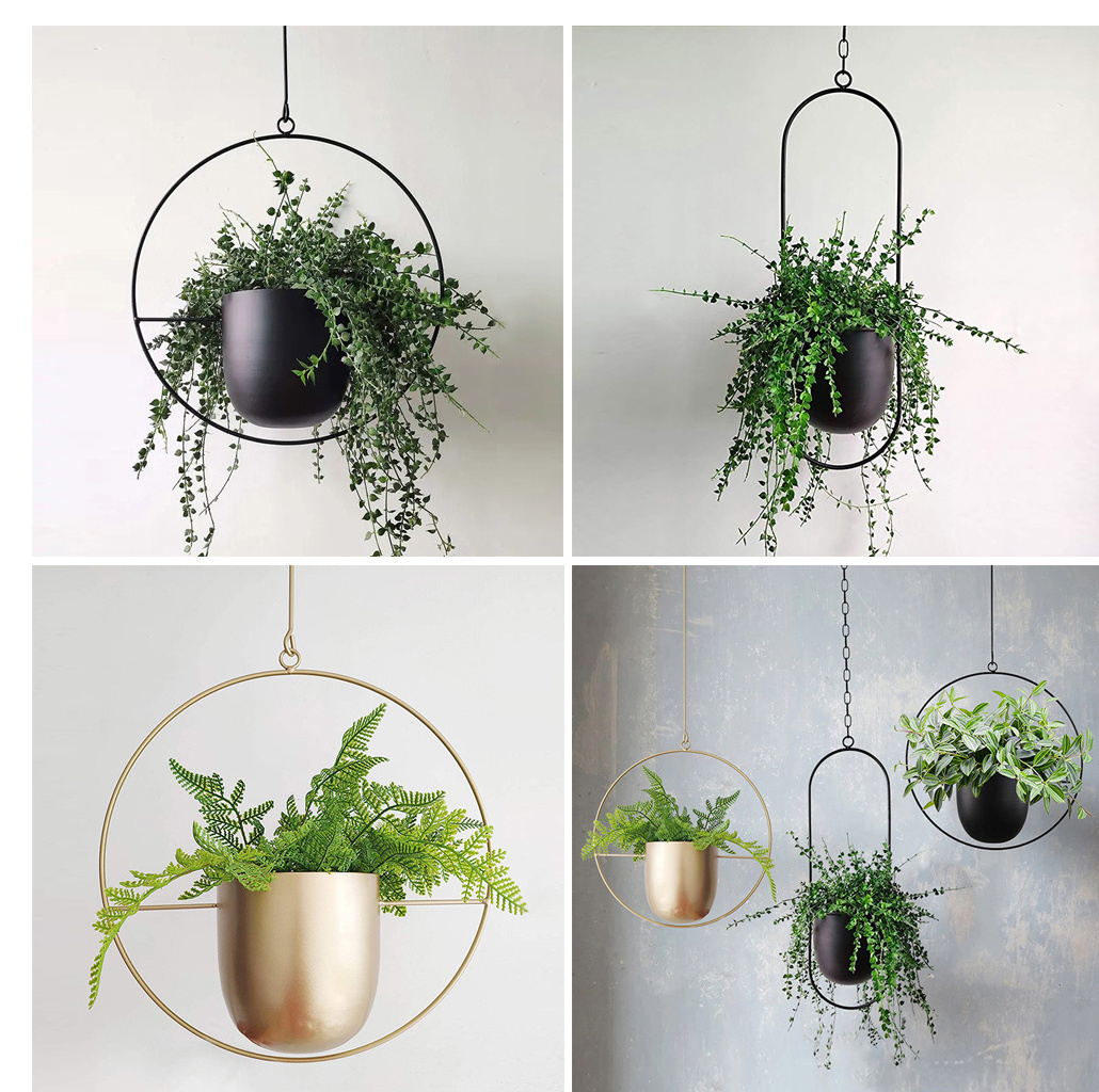 Metal Iron Plant pot Chain Wall Hanging Basket Flower Pot Swinging Deceroation Nordic Planter Hanger