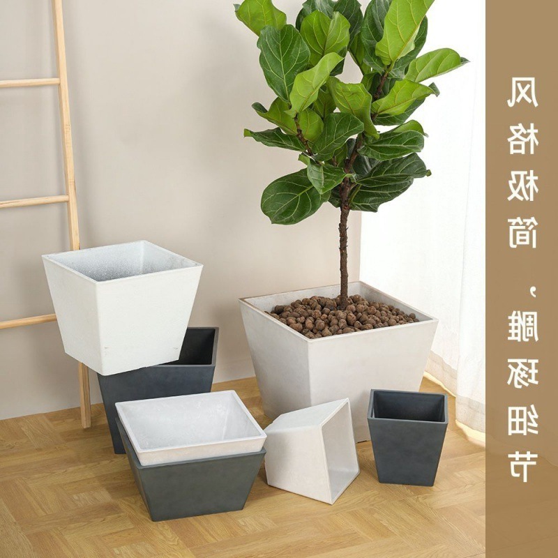 Flower pot ceramic thick square wind simple living room balcony plastic rectangle cement color net red cross-border