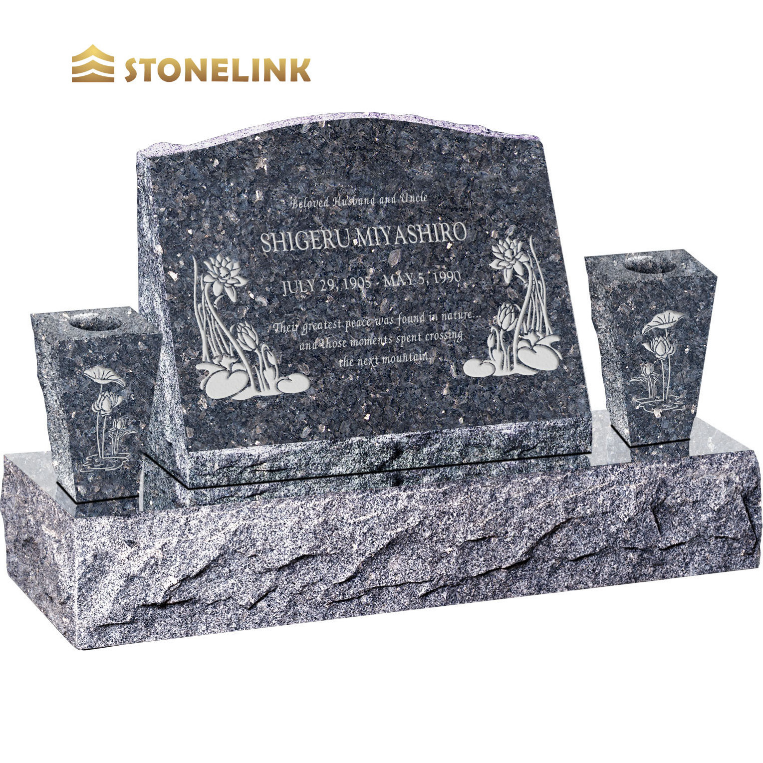 OEM ODM custom design wholesale price granite stone tombstone with vase headstone for graves