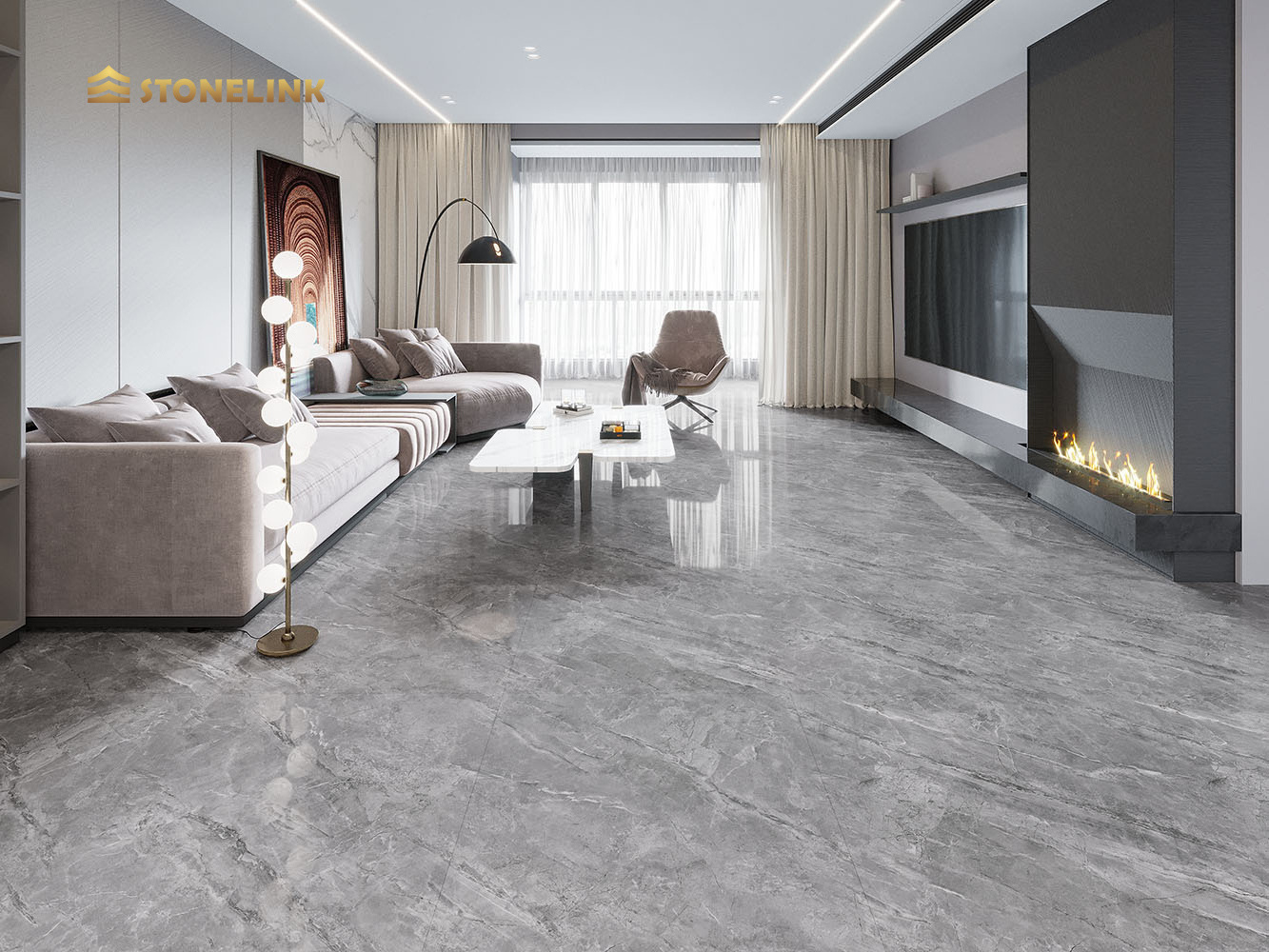 Stonelink Modern Custom Size Cut To Size Grey Marble Floor Tiles