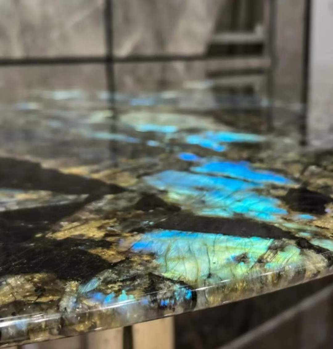 Luxury Stone Blue Labradorite Granite Slabs Table Tops Countertops Home Design Decoration