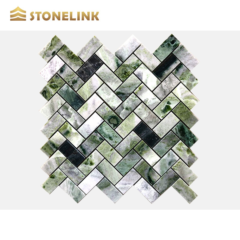 Hot Sale Raggio Verde Green Marble Mosaic Tile Wall Covering Interior Design Elegance For Kitchen Backsplash