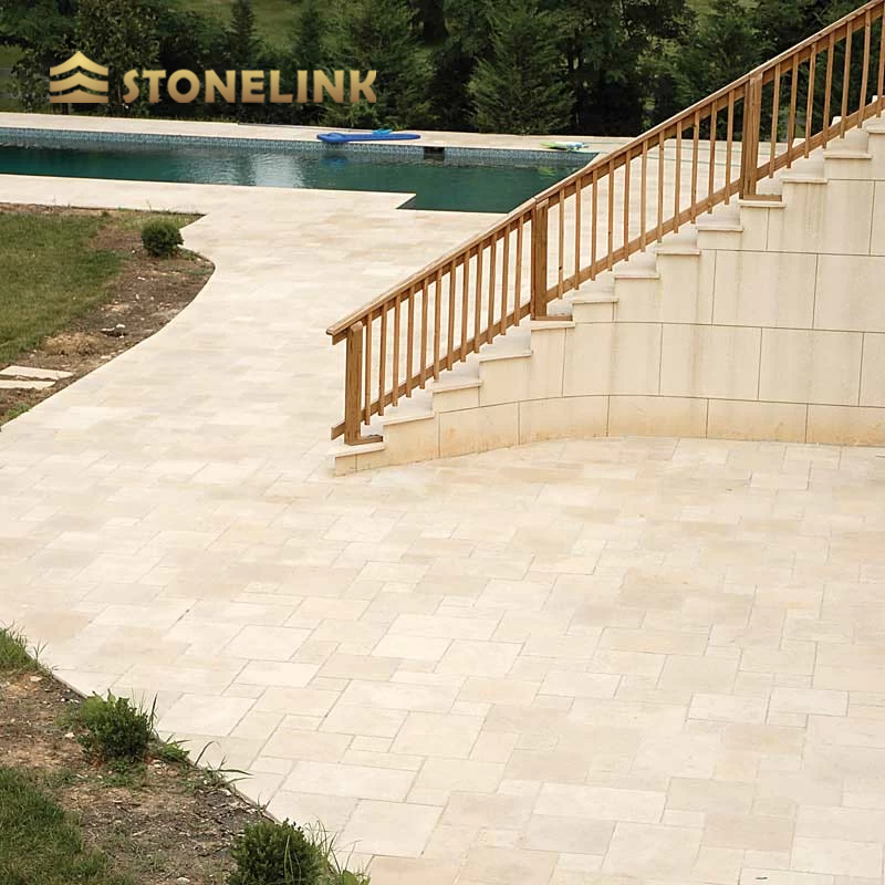 Custom Tumbled Beige French Versailles Terassenplatten Travertine Stone Tiles Outdoor Pool Flooring Pavers