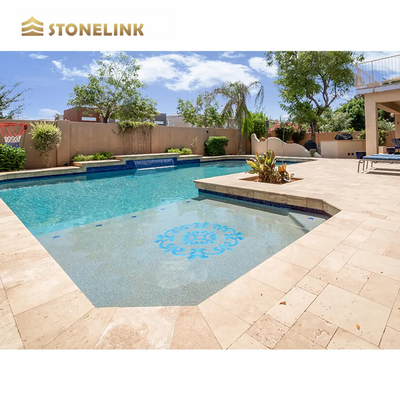 Custom Tumbled Beige French Versailles Terassenplatten Travertine Stone Tiles Outdoor Pool Flooring Pavers