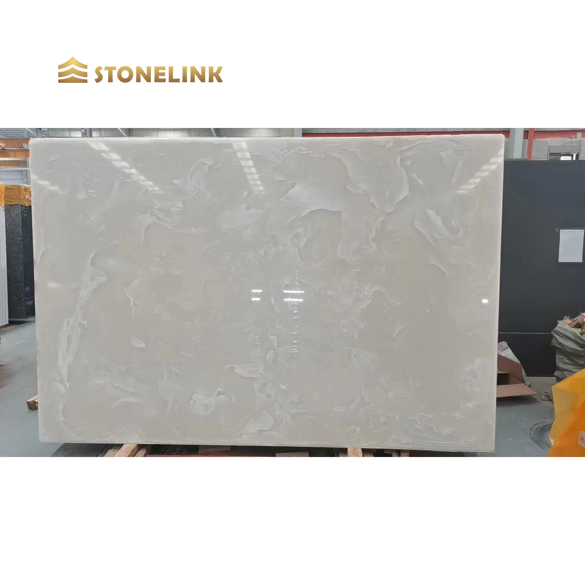 Stonelink Wholesale Cheapest Custom Design Hot Selling Pink White Translucent Backlit Marble Onyx Grain Artificial Onyx Slabs