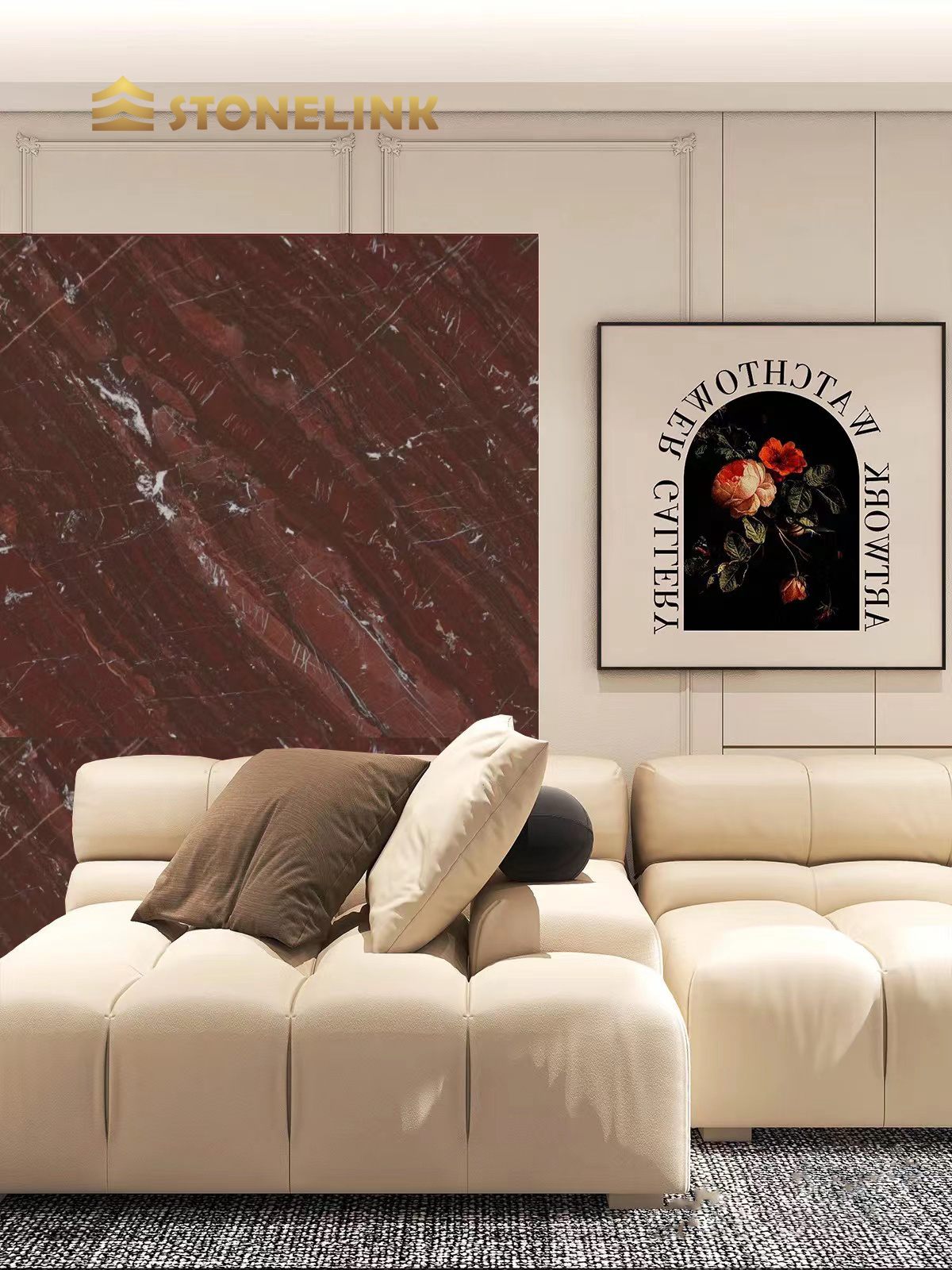 Stonelink Natural Exotic Marble Stone Cut To Size Velvet Red Marble Big Slabs Countertop