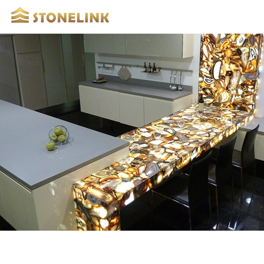 Luxury Yellow Agate Stone Slabs Translucent Slabs Semi Precious Interior Wall Countertops