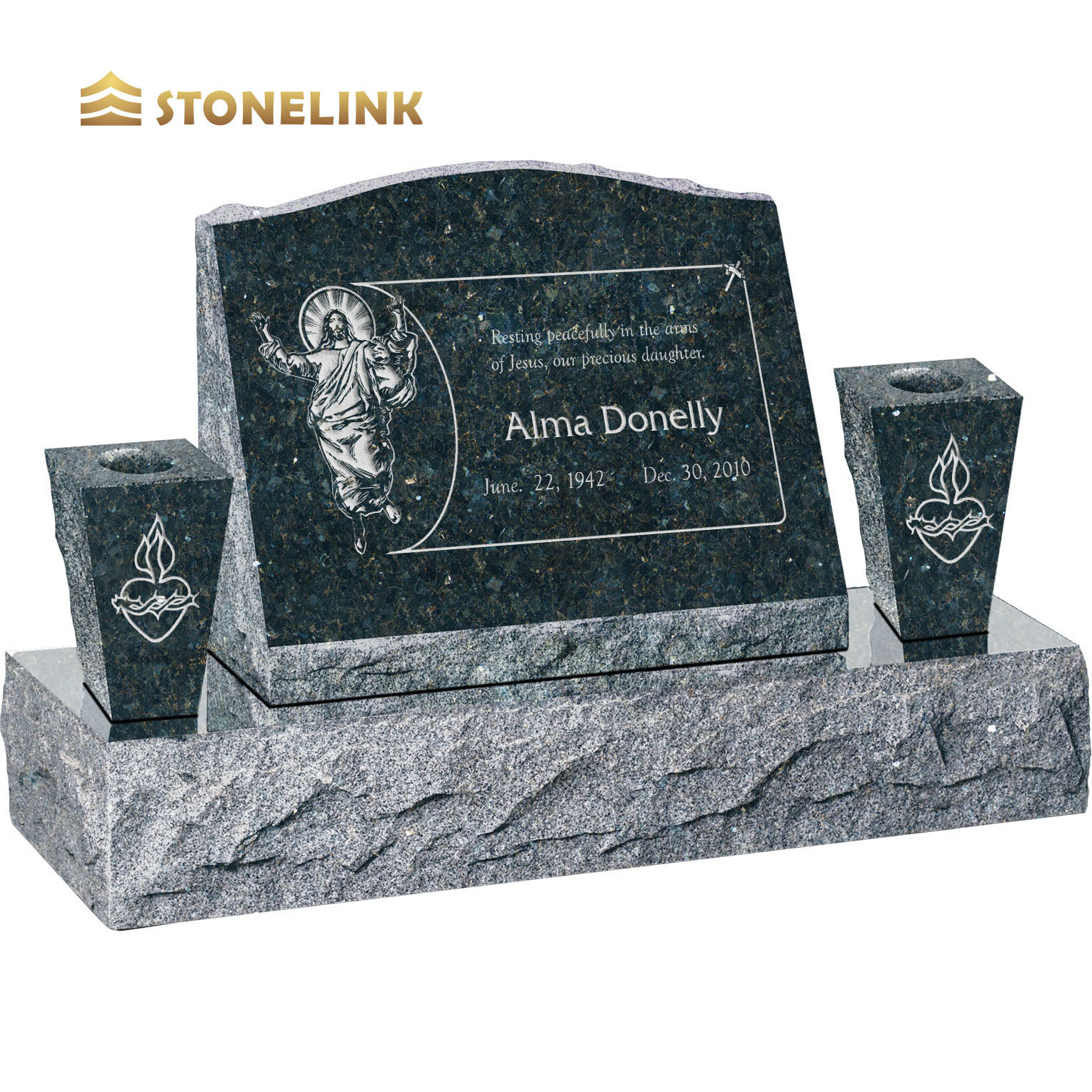 OEM ODM custom design wholesale price granite stone tombstone with vase headstone for graves