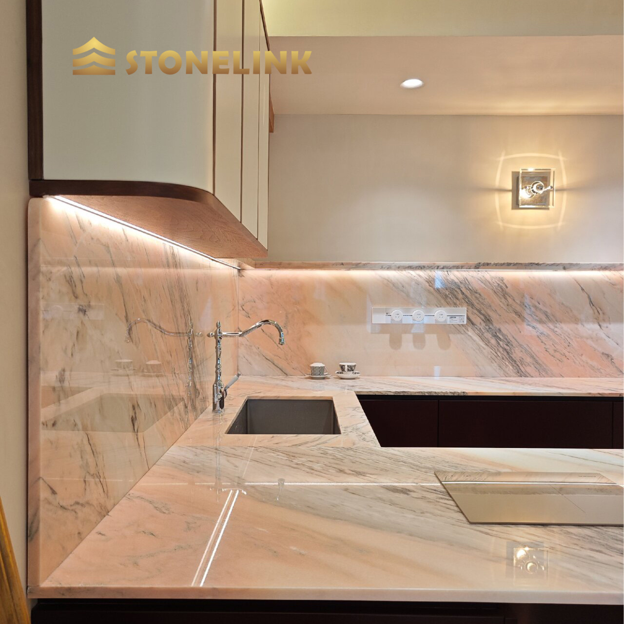 Stonelink Portugal Natural Marble Wall Panel Polished Aurora Pink Rosa Marble Slabs For Kitchen Island Countertop