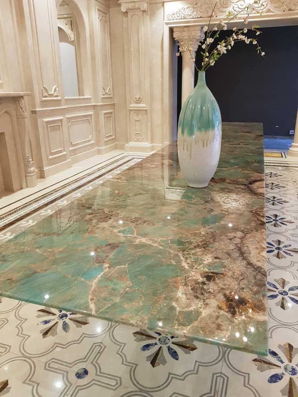 OEM/ODM Brazil Green Stone Quartzito Kitchen Countertops Amazonite Green Marble Quartzite Slabs For Table Tops