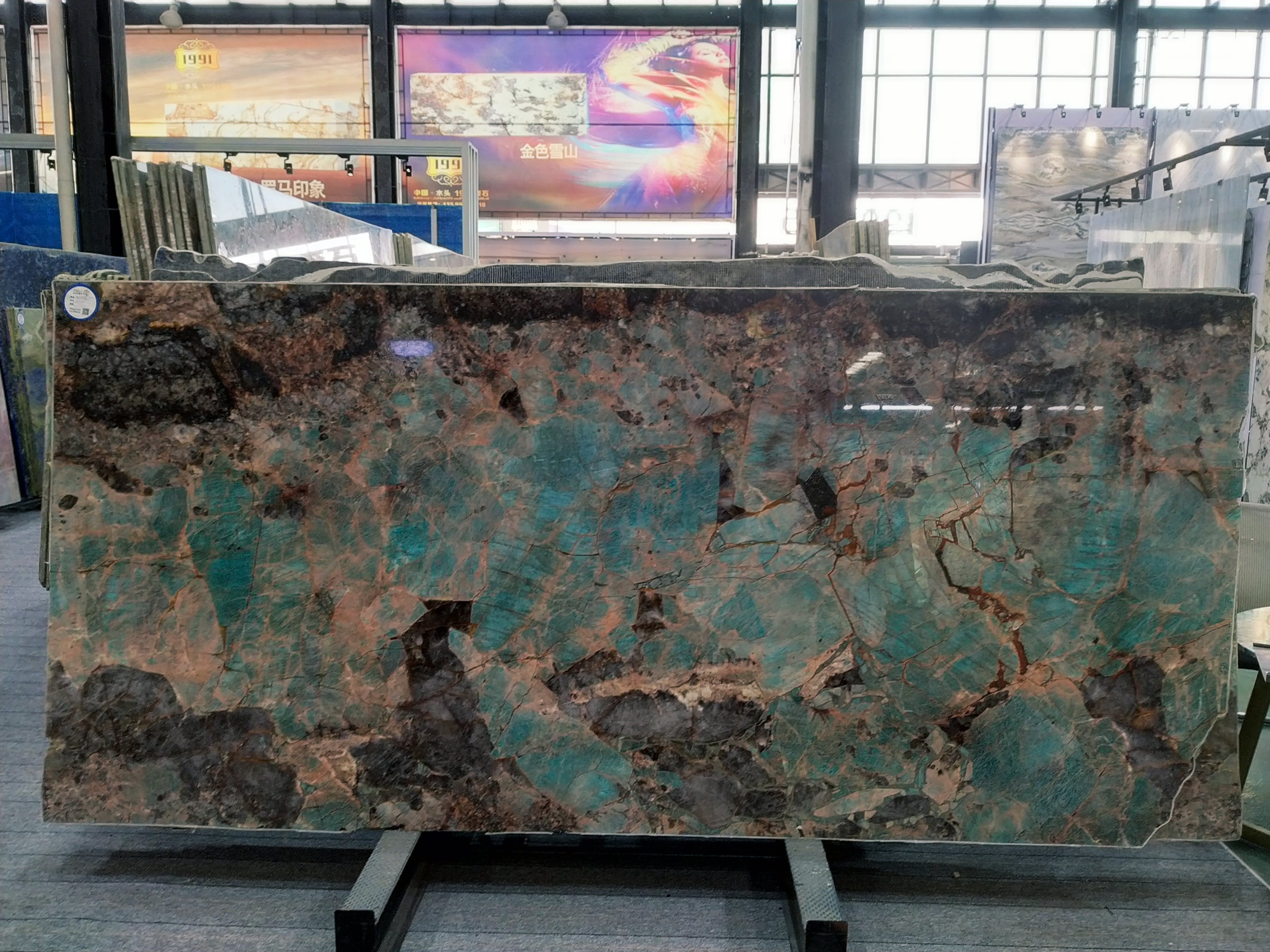 Slabs for Sale Polished Amazonite Granite Big Slab Modern Top Quality Exotic Brazilian Tiffany Green Granite