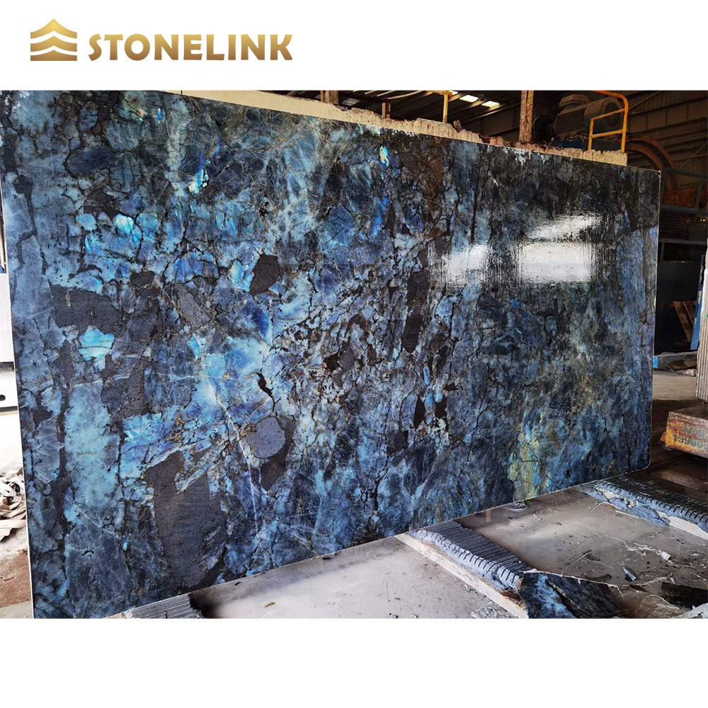 Luxury Stone Blue Labradorite Granite Slabs Table Tops Countertops Home Design Decoration