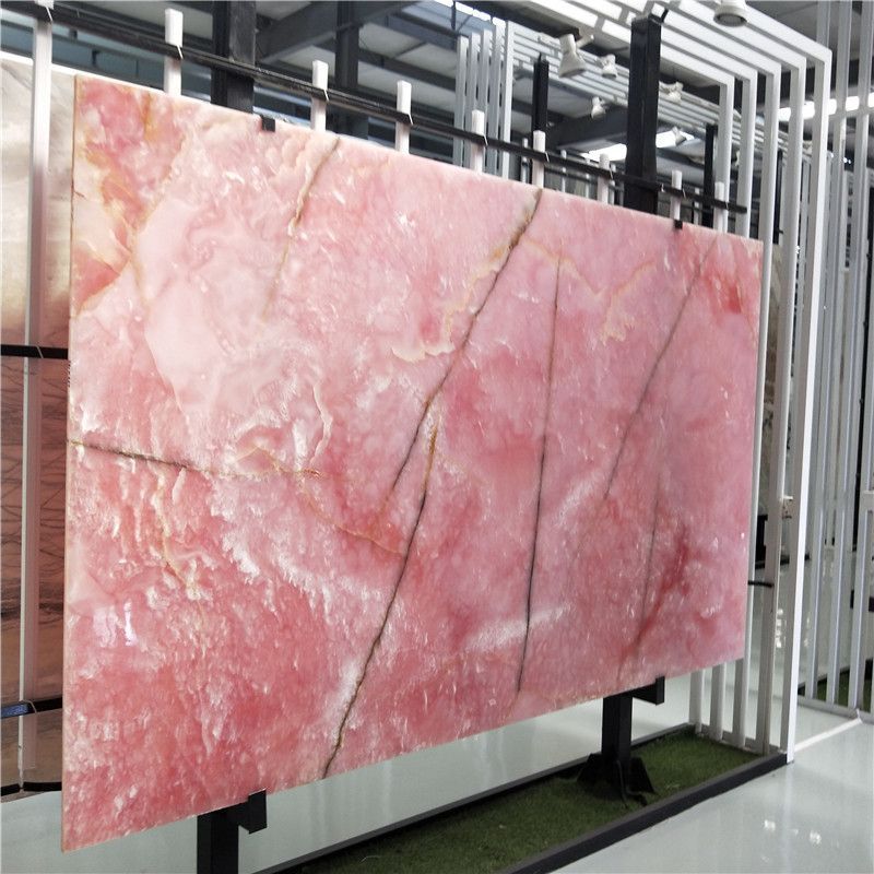 Natural Stone Factory Price Pink Onyx Marble  Polished  Counter top Floor Tile