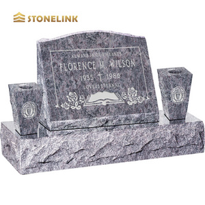 OEM ODM custom design wholesale price granite stone tombstone with vase headstone for graves