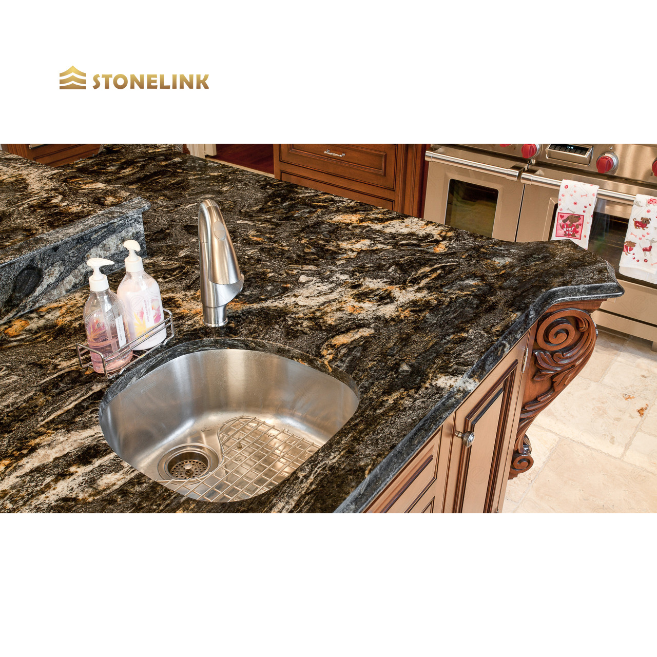 Stonelink Factory Wholesale Price Brazil Natural Granite Stone Cosmic Black Granite Slab For Kitchen Island Countertop