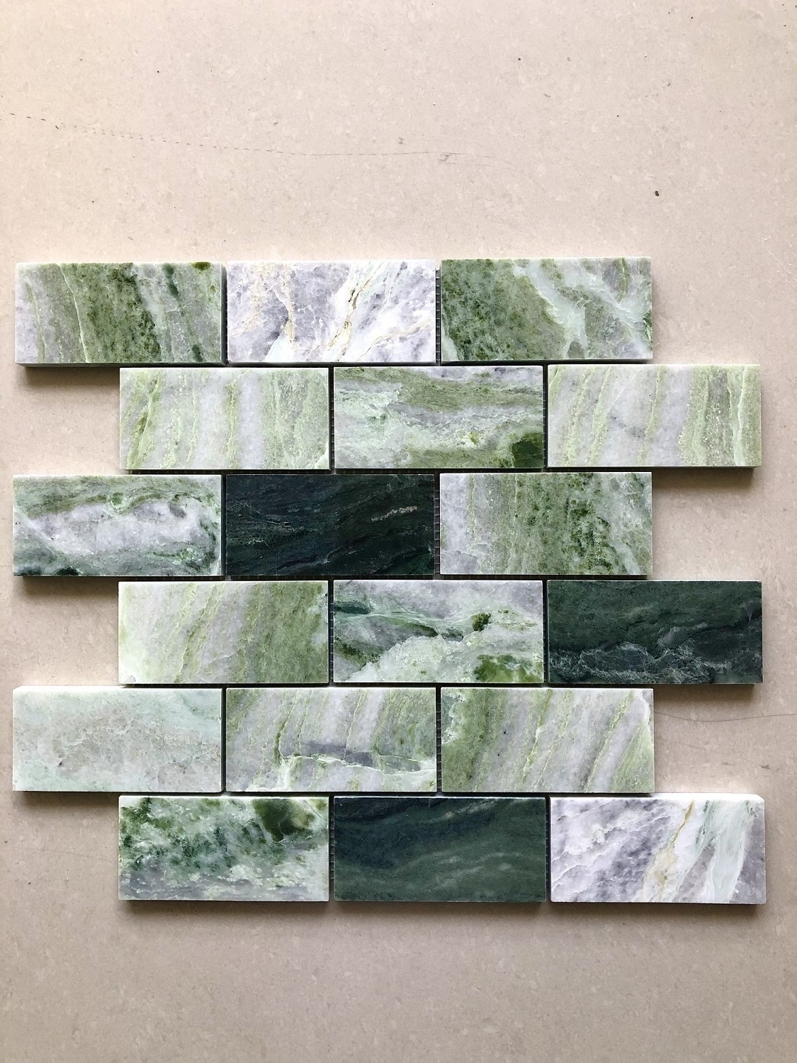 Hot Sale Raggio Verde Green Marble Mosaic Tile Wall Covering Interior Design Elegance For Kitchen Backsplash