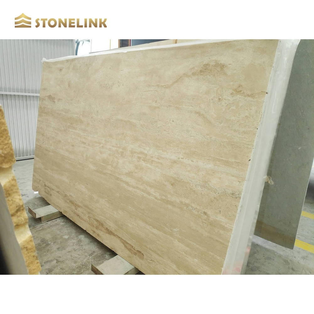 Wholesale Polished Filled Holes Ivory White Travertine Stone Sheet Wall Panel Slabs Flooring