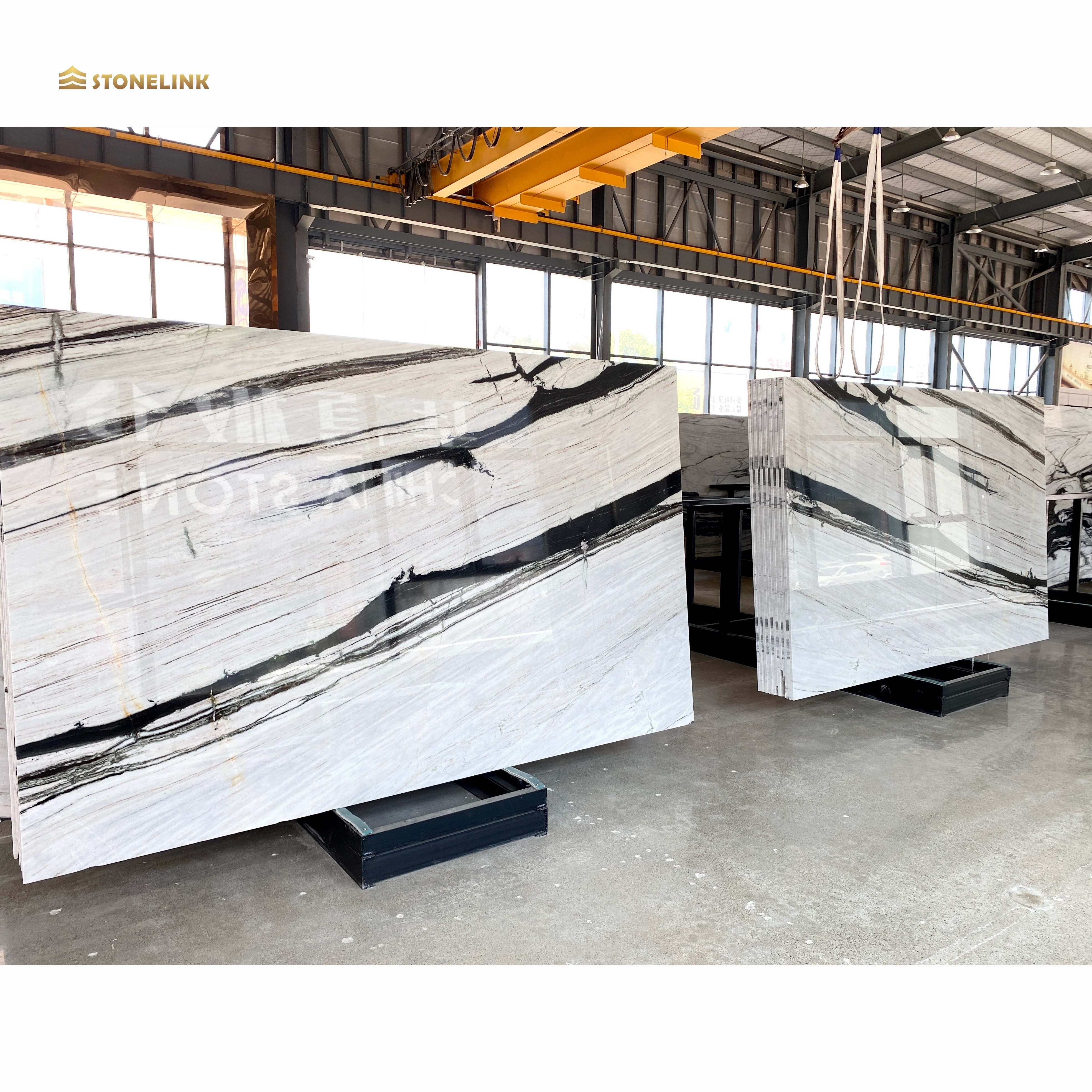 Stonelink 2024 New Arrivals Luxury Natural Stone Interior Decoration Panda White Marble Slabs