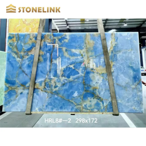 Luxury Hight Grade Translucent Natural Stone Backlit Wall Panel Sky Blue Onyx Marble Slabs