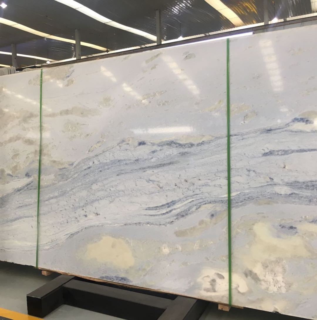 Wholesale blue marble slabs translucent blue sky marble tiles backlit light wall background decoration