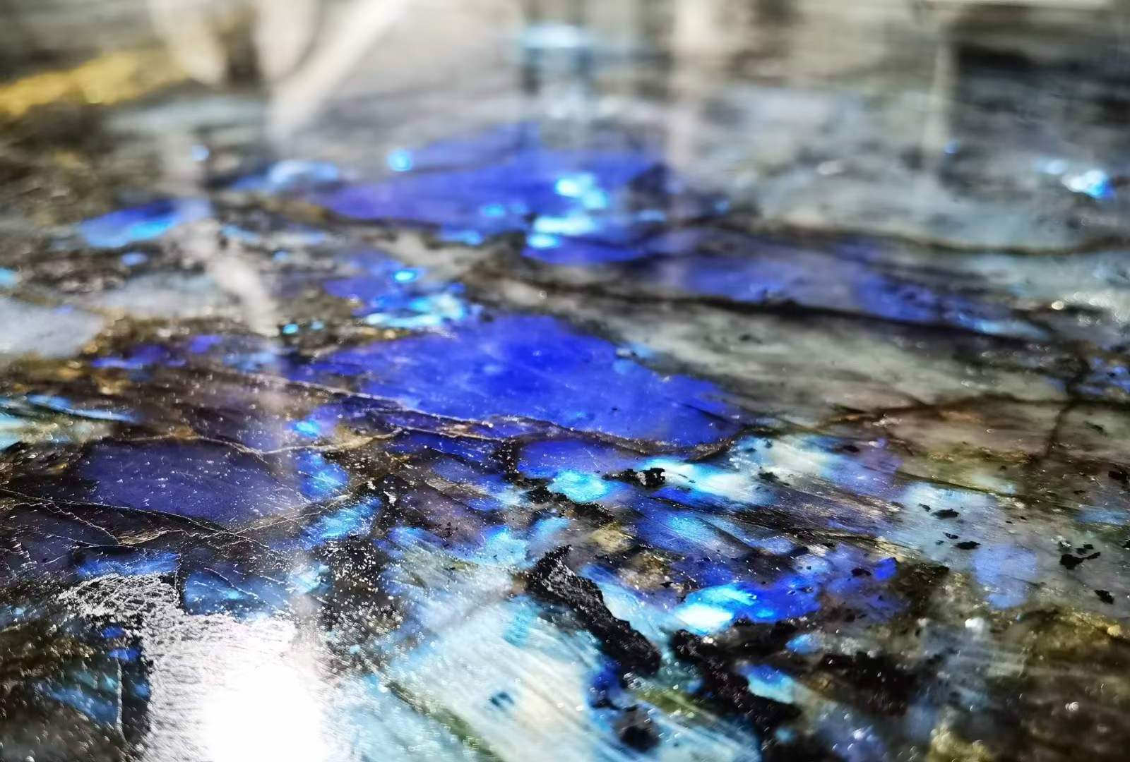 Luxury Stone Blue Labradorite Granite Slabs Table Tops Countertops Home Design Decoration