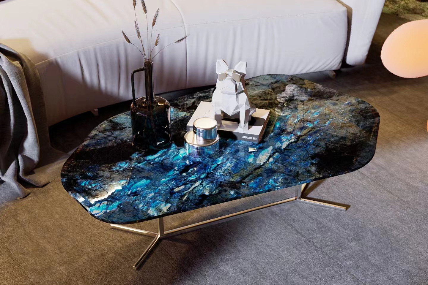 Luxury Stone Blue Labradorite Granite Slabs Table Tops Countertops Home Design Decoration