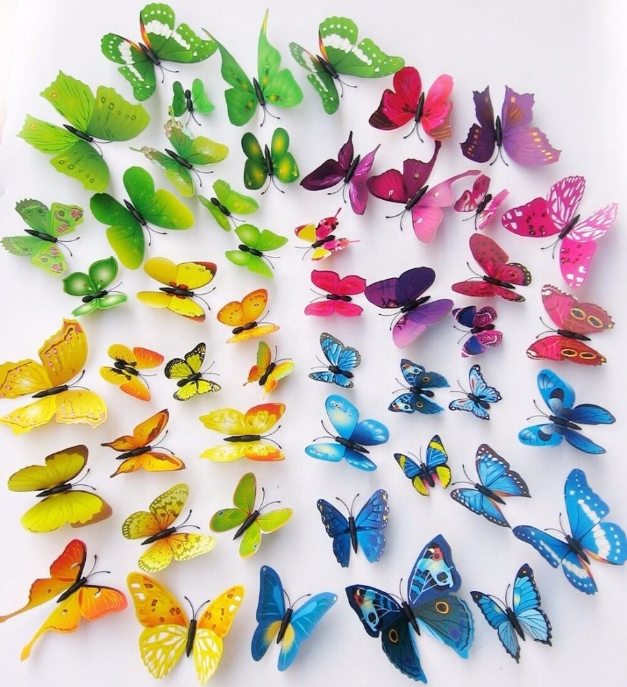 Emulational plastic pvc magnetic butterfly with ferrite magnet decorative fridge magnet