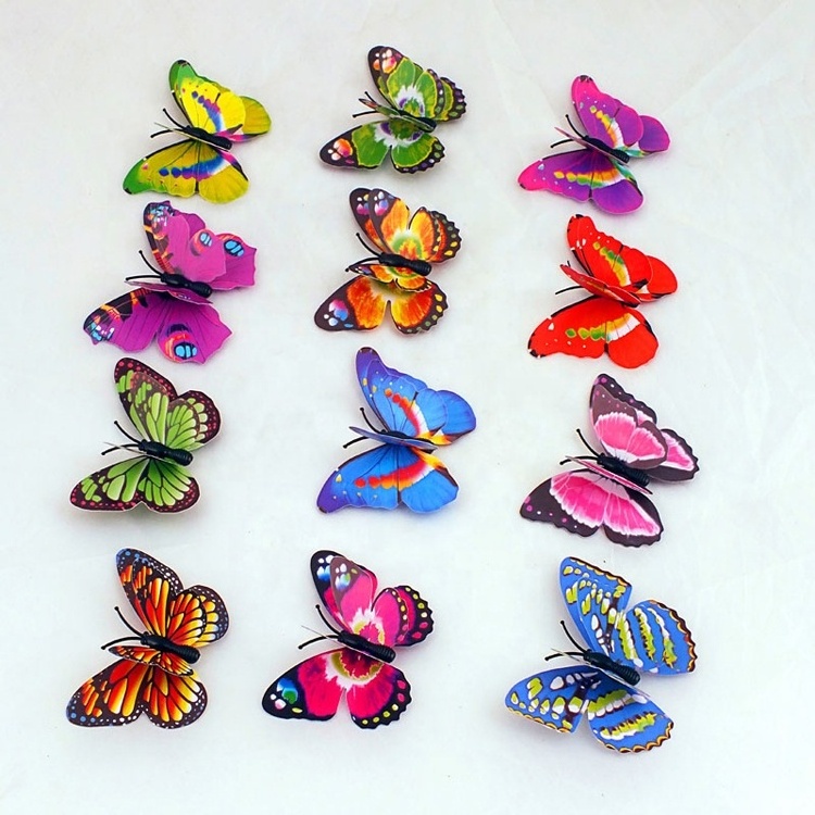 Hot Sell Souvenir Fridge Magnets Mixed Color Double layer 3D Butterfly Wall Sticker Home Deco