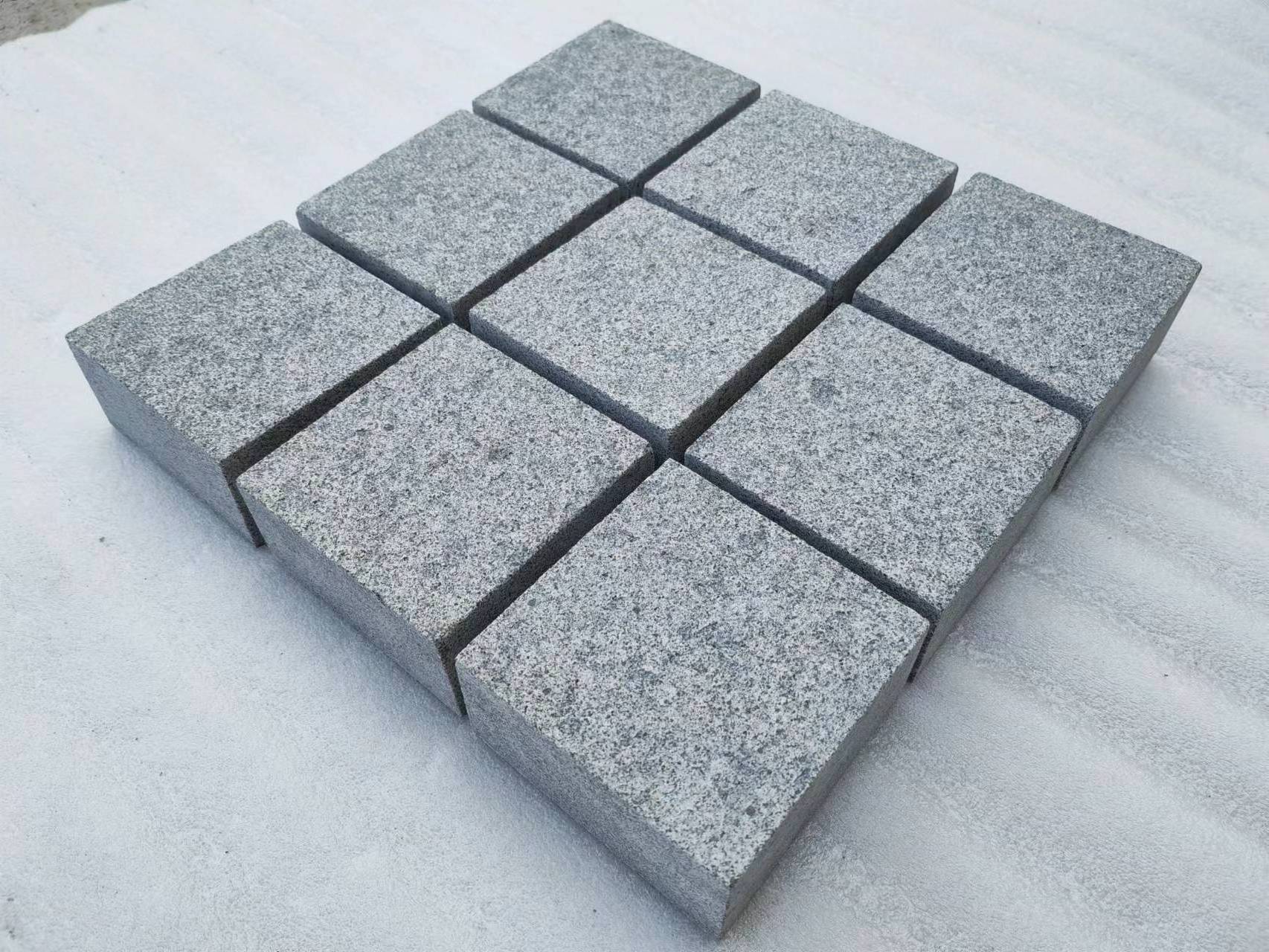 Dark Grey Cobblestones Mesh Cobblestone Pavers Granite Outdoor Flame Floor Tiles Paving Stone Driveway Stone