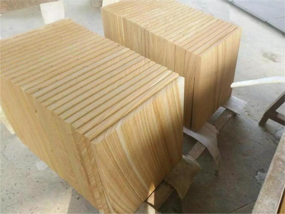 Sandstone Paving Tiles and Copping Stone Yellow Wooden Grain Sandstone for Swimming Pool