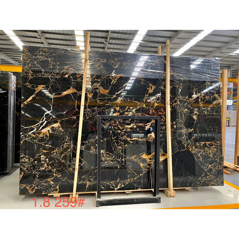 Athen Nero Black Portoro Gold Marble