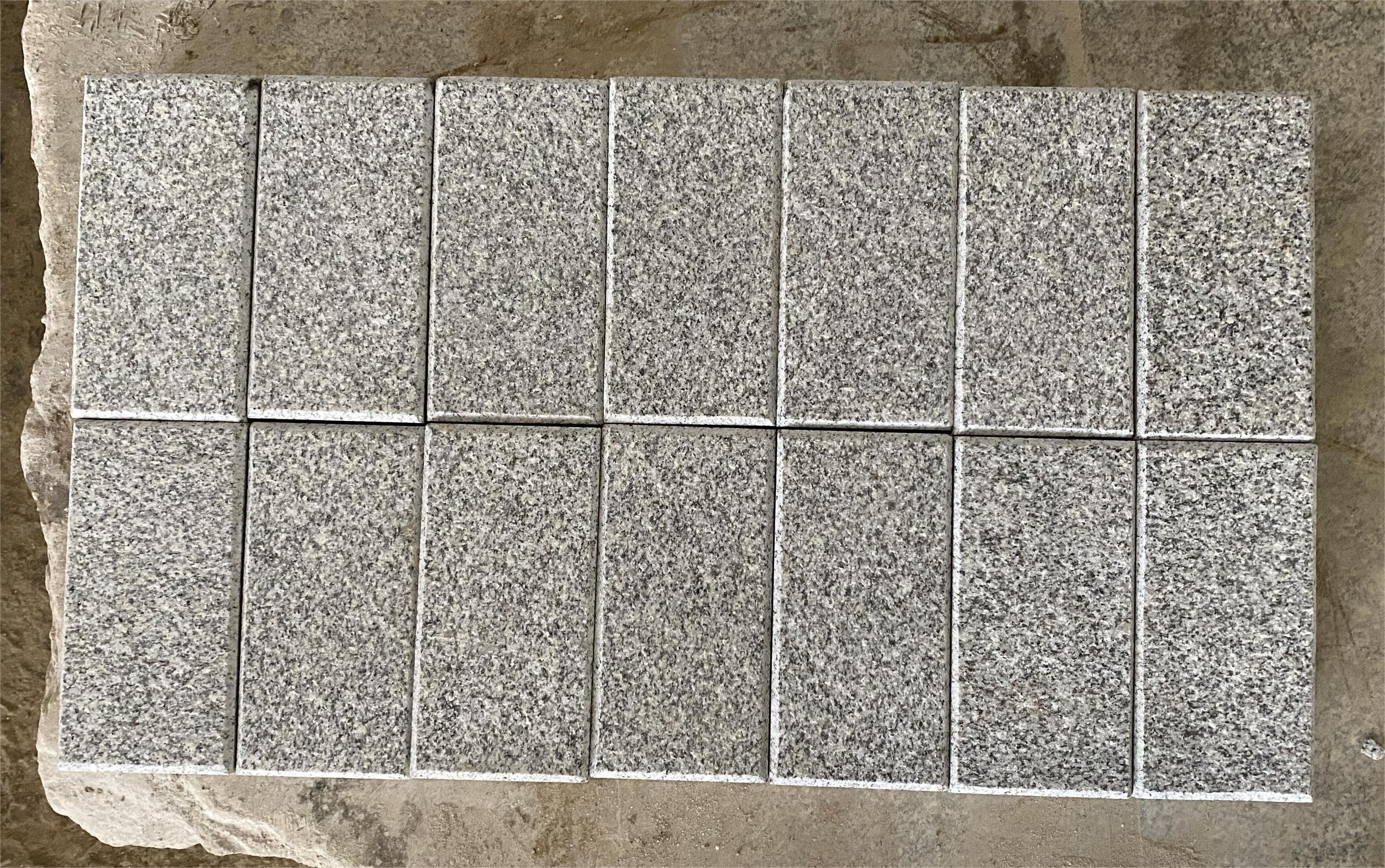 Dark Grey Cobblestones Mesh Cobblestone Pavers Granite Outdoor Flame Floor Tiles Paving Stone Driveway Stone