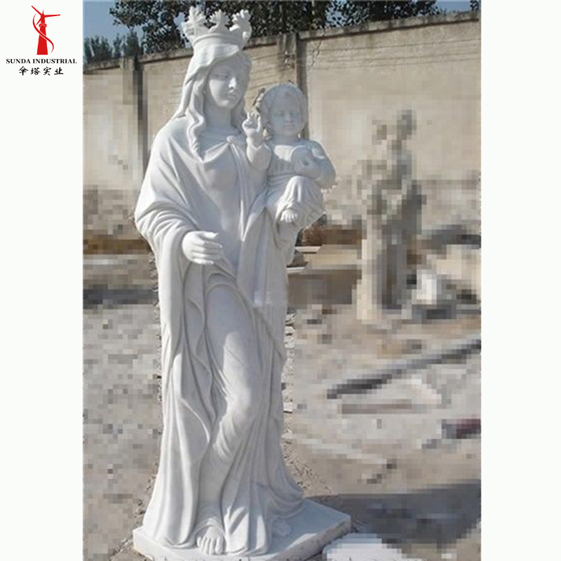 Life Size Church Religious Cemetery Natural Stone Carved Mother Maria Sculpture Marble Virgin Mary Statue For Outdoor Decor