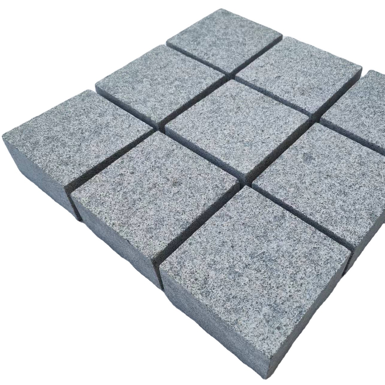 Dark Grey Cobblestones Mesh Cobblestone Pavers Granite Outdoor Flame Floor Tiles Paving Stone Driveway Stone