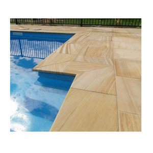 Sandstone Paving Tiles and Copping Stone Yellow Wooden Grain Sandstone for Swimming Pool