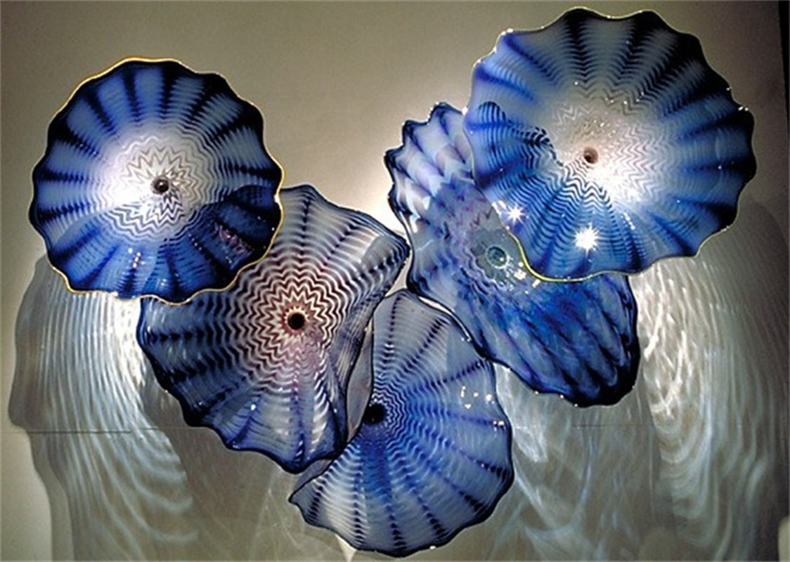 New Modern Abstract Wall Lights Living Room Blue Stained Decorative Murano Art Glass Wall Plates