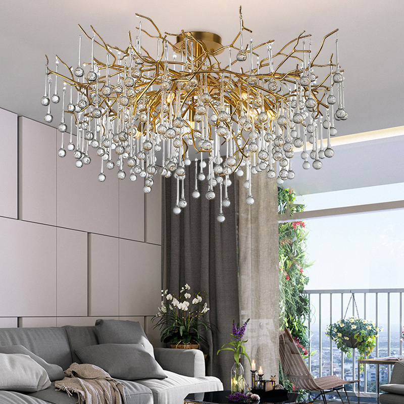 Nordic Luxury Rain Drop Flush Mount Art Design Pendant Light Hallway Stair Foyer Chandelier Modern