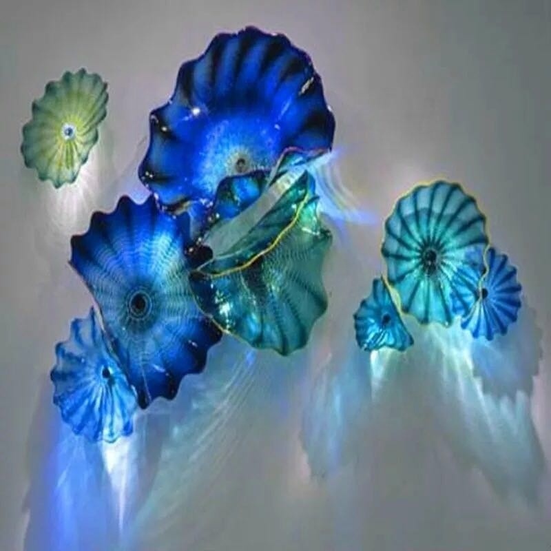 Hand Blown Glass Wall Sconce Light LED Bulbs Modern Design Stained Glass Art Wall Lamps