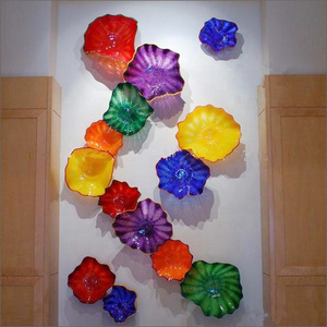 Hotel Decorative Wall Art Wedding Decor Flower Shape Murano Glass Plate for Wall Hanging